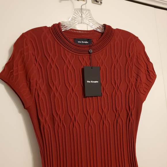 The Kooples NWT Red Knit Dress with Jacquard Motif - Picture 5 of 6